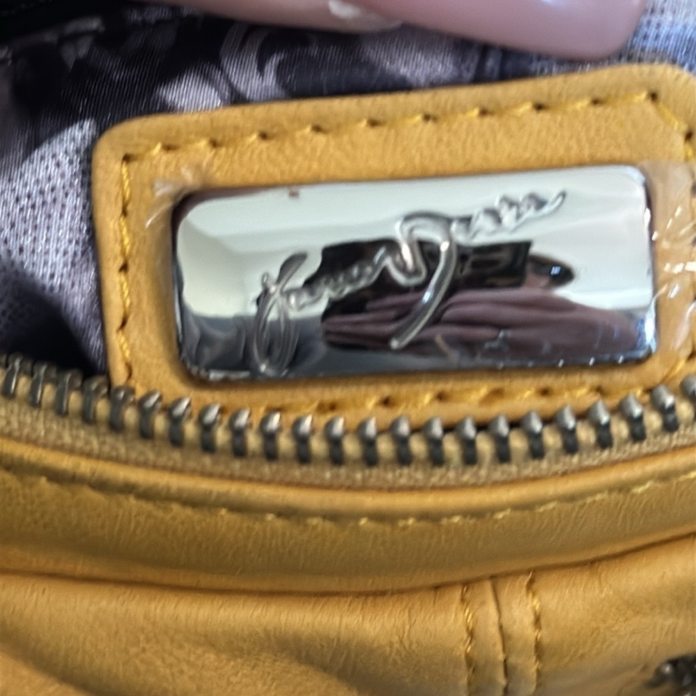 Junior Drake Blush Leather Shoulder Bag Fringe & ChainS mustard yellow NWT - Picture 14 of 16